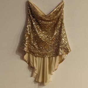 Ya Los Angeles Gold Sequin & Chiffon Strap…